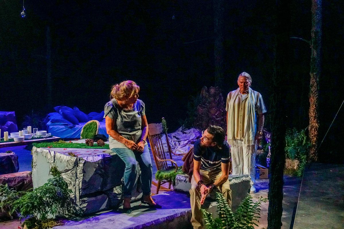 Christina Little-Manley, Ev Lunning, & Jaden Petty in Sagittarius Ponderosa at Austin Rainbow Theatre closing November 1, 2025