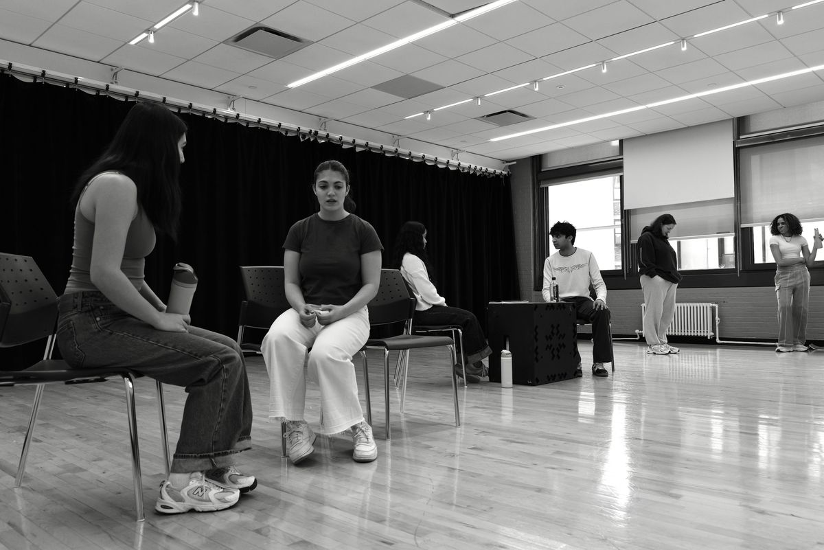 Full cast of Anatomy of a Suicide in rehearsal. Photo by Raegan Parker.