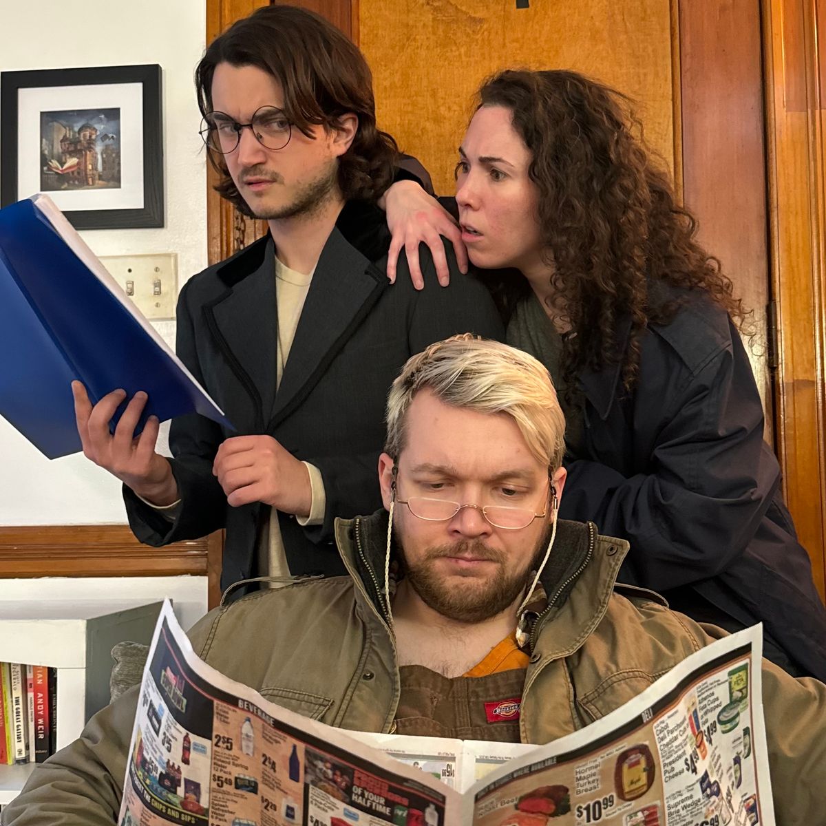Left to Right Actor''s Nicholas Cummings and Ellen Keith; Below Actor Tyler J Witt Left to Right Actor''s Nicholas Cummings and Ellen Keith; Below Actor Tyler J Witt