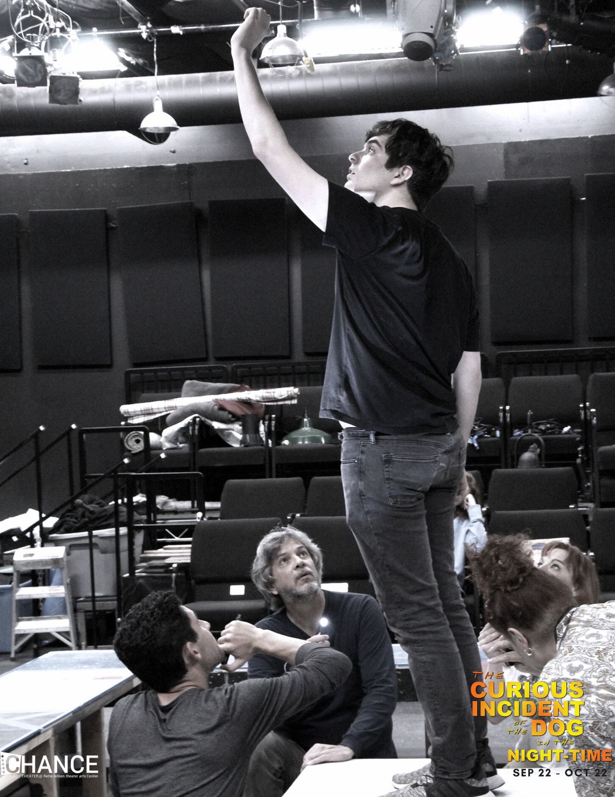 Behind the scenes at the Designer Run for The Curious Incident of the Dog in the Night-Time at Chance Theater. 