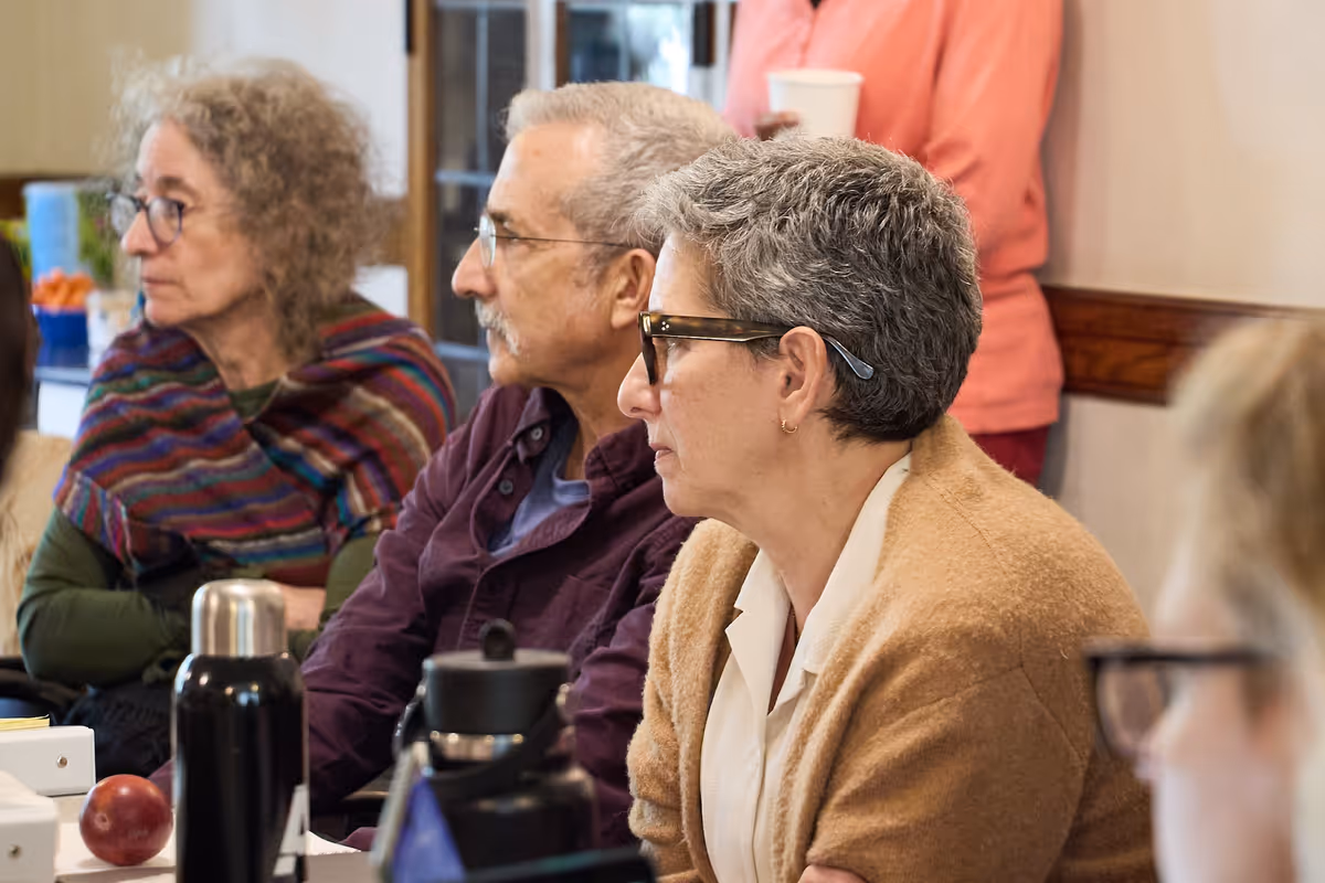 First rehearsal of November 4. Pictured from left: Myra Noveck (Book); Danny Paller (Music and Lyrics); Alexandra Aron (Director). Photo by Peggy Ryan