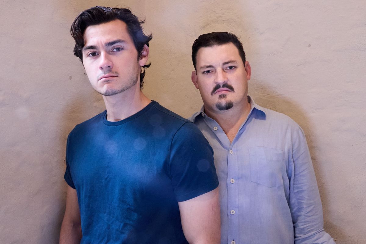 From left: Noah Mutterperl as Yigal Amir; Chris Daileader as Hagai Amir, Yigal''s brother. Photo by Peggy Ryan
