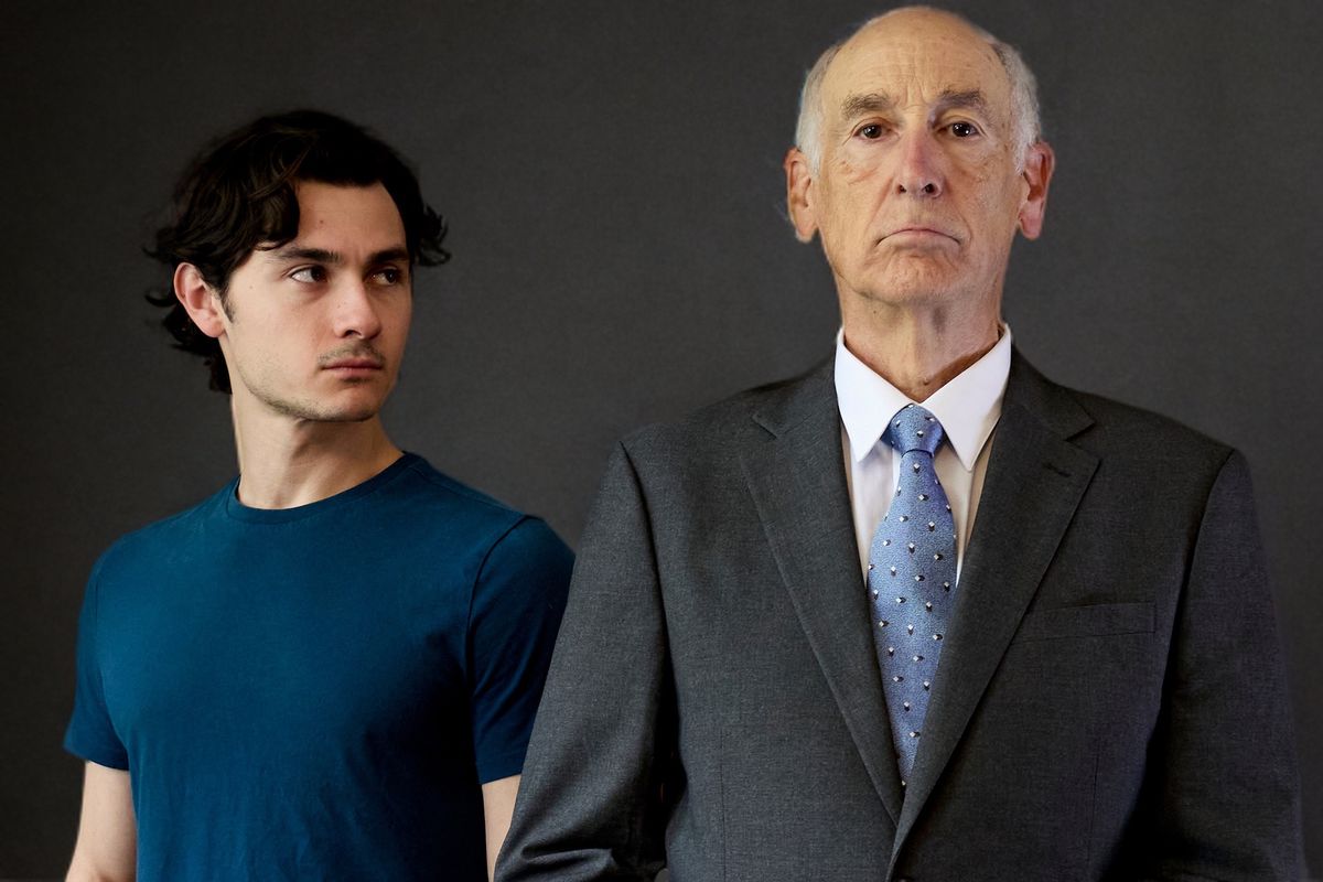 From left: Noah Mutterperl as Yigal Amir; Mitch Greenberg as Yitzhak Rabin. Photo by Peggy Ryan