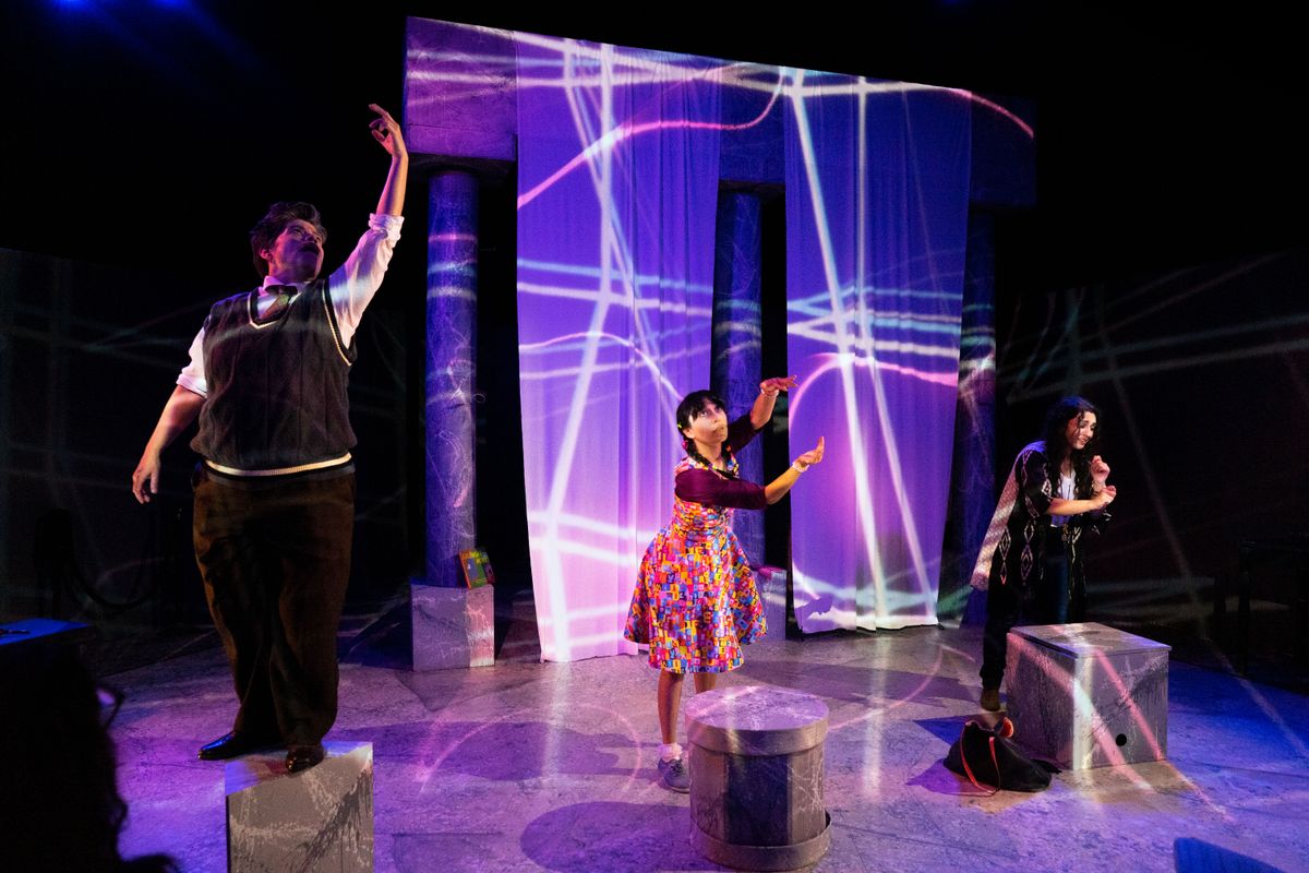 Amy Driesler (Einstein), Alex Abdelwahed (Sheila), Kelly Saunders (Lala) (left to right)   Photo by Kyra Sanford  