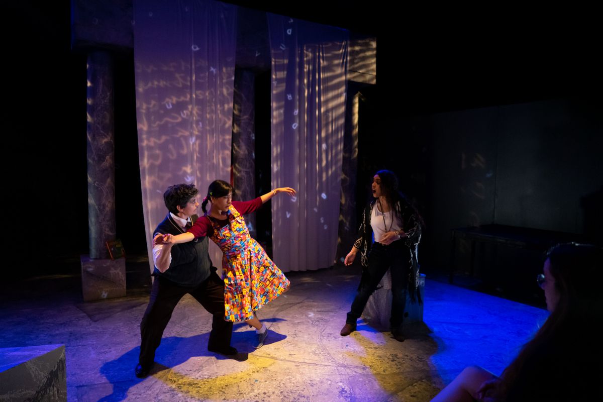 Amy Driesler (Einstein), Alex Abdelwahed (Sheila), Kelly Saunders (Lala) (left to right)   Photo by Kyra Sanford    