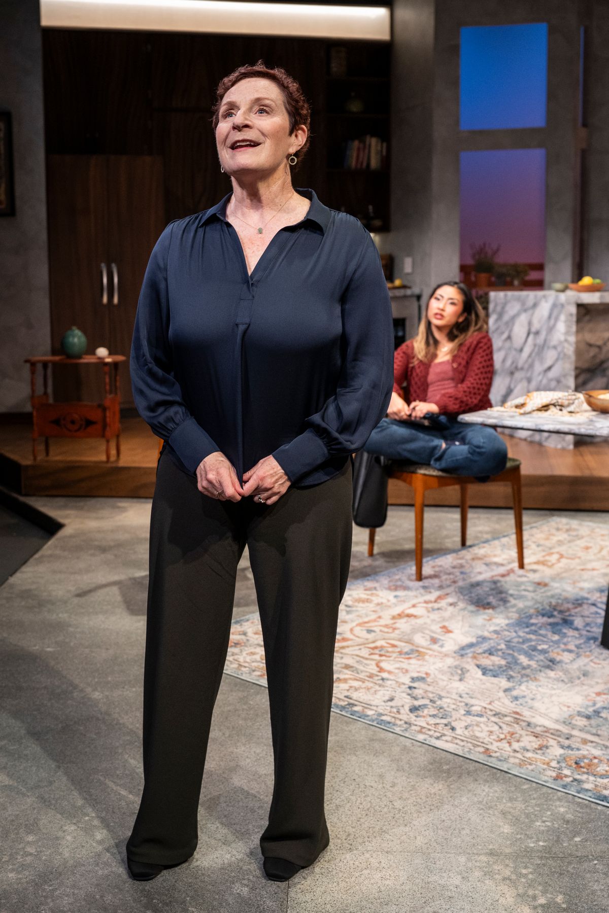 Laura Gordon and Mai Abe in DINNER WITH THE DUCHESS. Photo: Michael Brosilow. Laura Gordon and Mai Abe in DINNER WITH THE DUCHESS. Photo: Michael Brosilow.