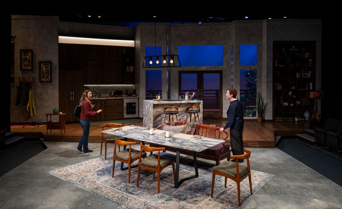 Mai Abe and Laura Gordon in DINNER WITH THE DUCHESS. Photo: Michael Brosilow. Mai Abe and Laura Gordon in DINNER WITH THE DUCHESS. Photo: Michael Brosilow.
