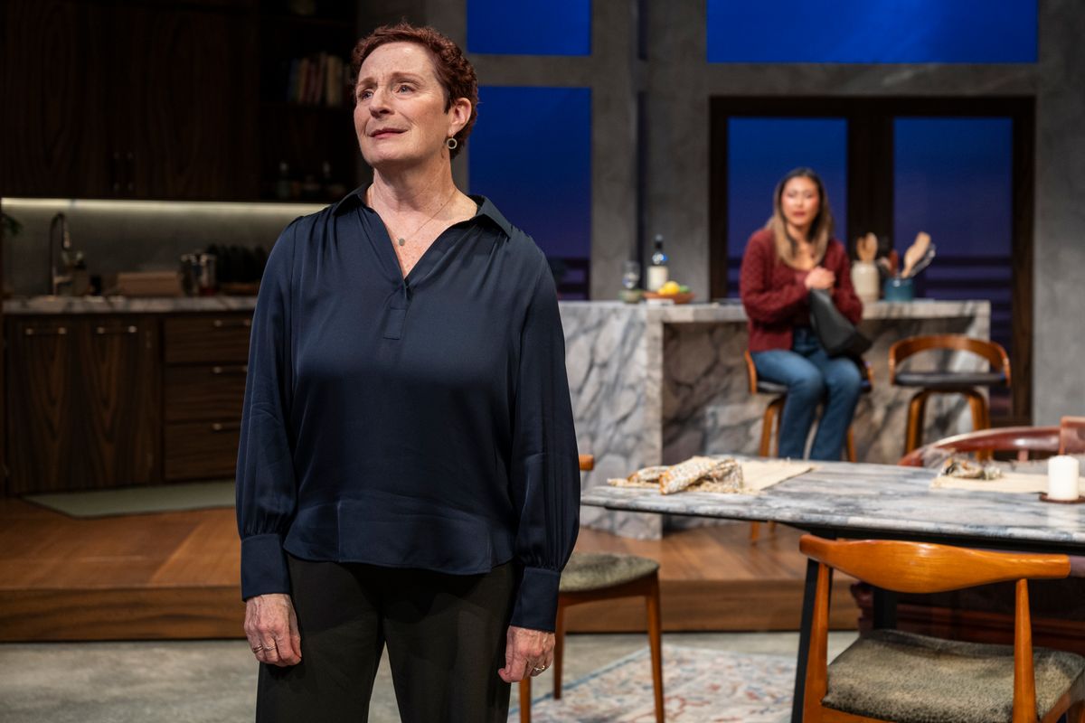 Laura Gordon and Mai Abe in DINNER WITH THE DUCHESS. Photo: Michael Brosilow. Laura Gordon and Mai Abe in DINNER WITH THE DUCHESS. Photo: Michael Brosilow.