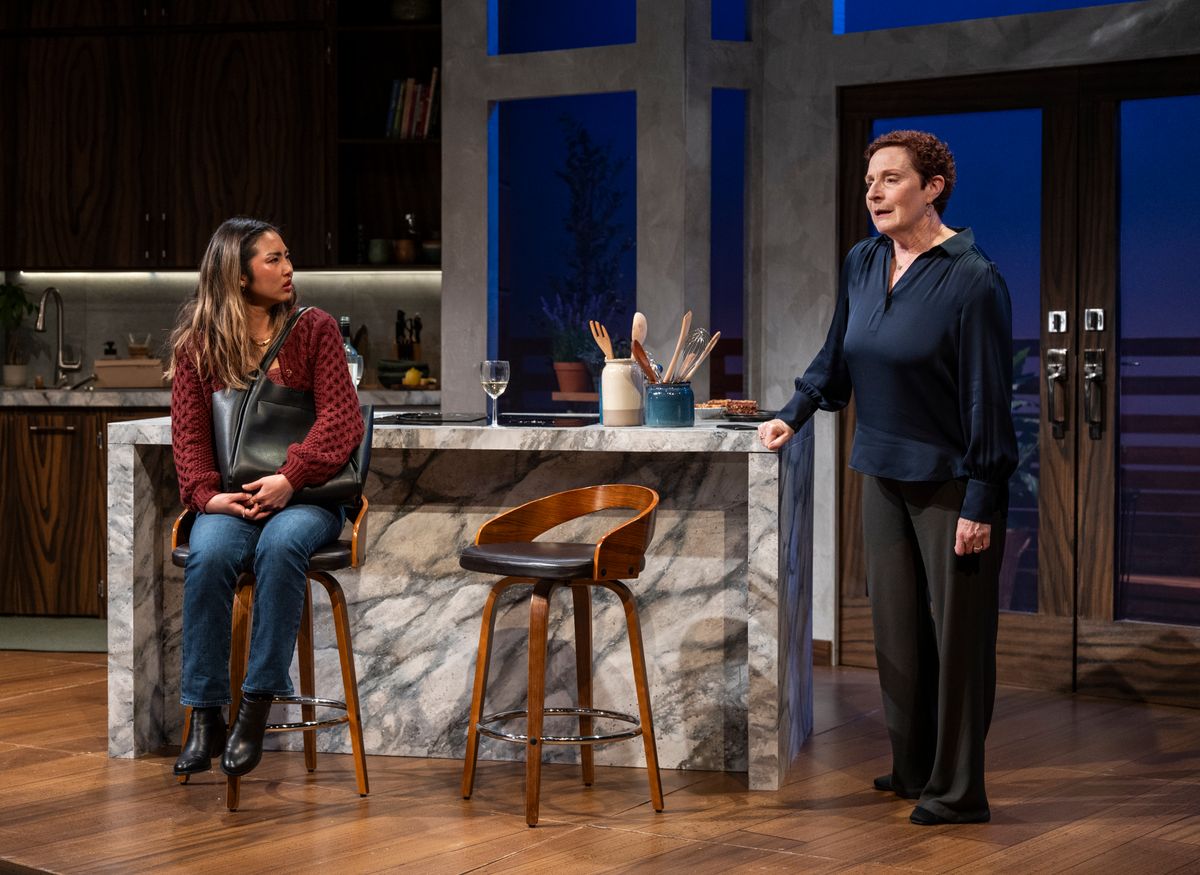 Mai Abe and Laura Gordon in DINNER WITH THE DUCHESS. Photo: Michael Brosilow. Mai Abe and Laura Gordon in DINNER WITH THE DUCHESS. Photo: Michael Brosilow.