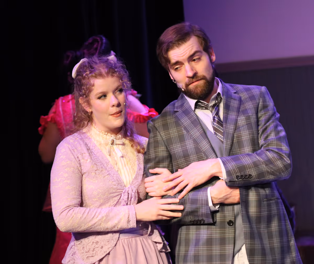 Jayne Pecena as Ermegarde and Travis Carrick as Ambrose Kemper Jayne Pecena as Ermegarde and Travis Carrick as Ambrose Kemper