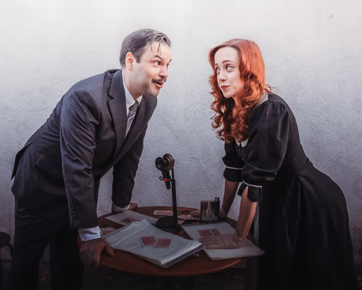 Rizzy Fuentes and Tanya Laine star as ruthless editor and star reporter Walter Burns and Hildy Johnson in Culver City Public Theatre''s THE FRONT PAGE. Photo by Kelsey Danzeisen. Rizzy Fuentes and Tanya Laine star as ruthless editor and star reporter Walter Burns and Hildy Johnson in Culver City Public Theatre''s THE FRONT PAGE. Photo by Kelsey Danzeisen.