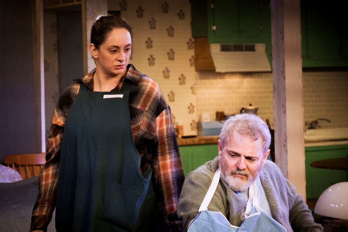 Jenny Maso and Jonathan Rudolph in rehearsal for MISERY at Curtain Call.