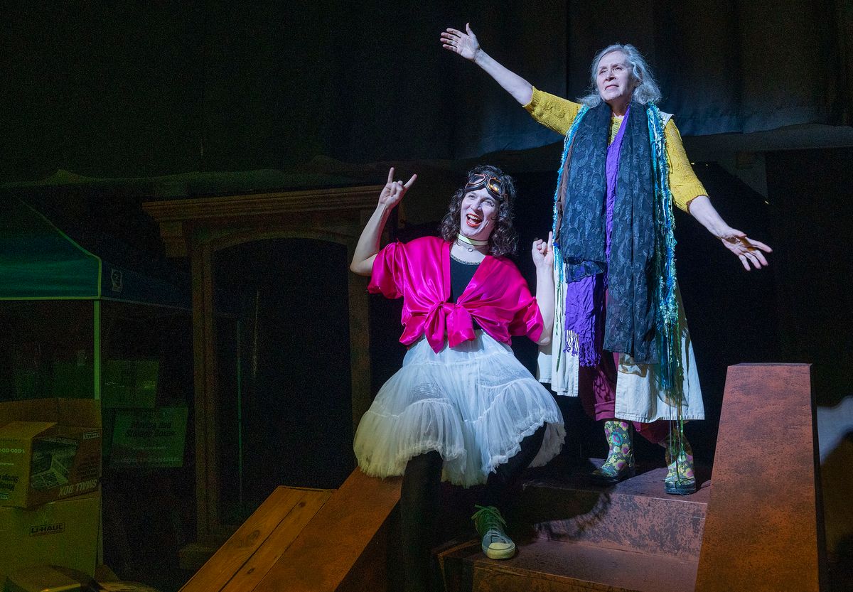 Photo by Jeb Wallace-Brodeur  These two are performance Beasts!    The Search for Signs of Intelligent Life in the Universe by Jane Wagner, featuring Maura O'Brien & Stoph Scheer, June 4 - 14 at Lost 
