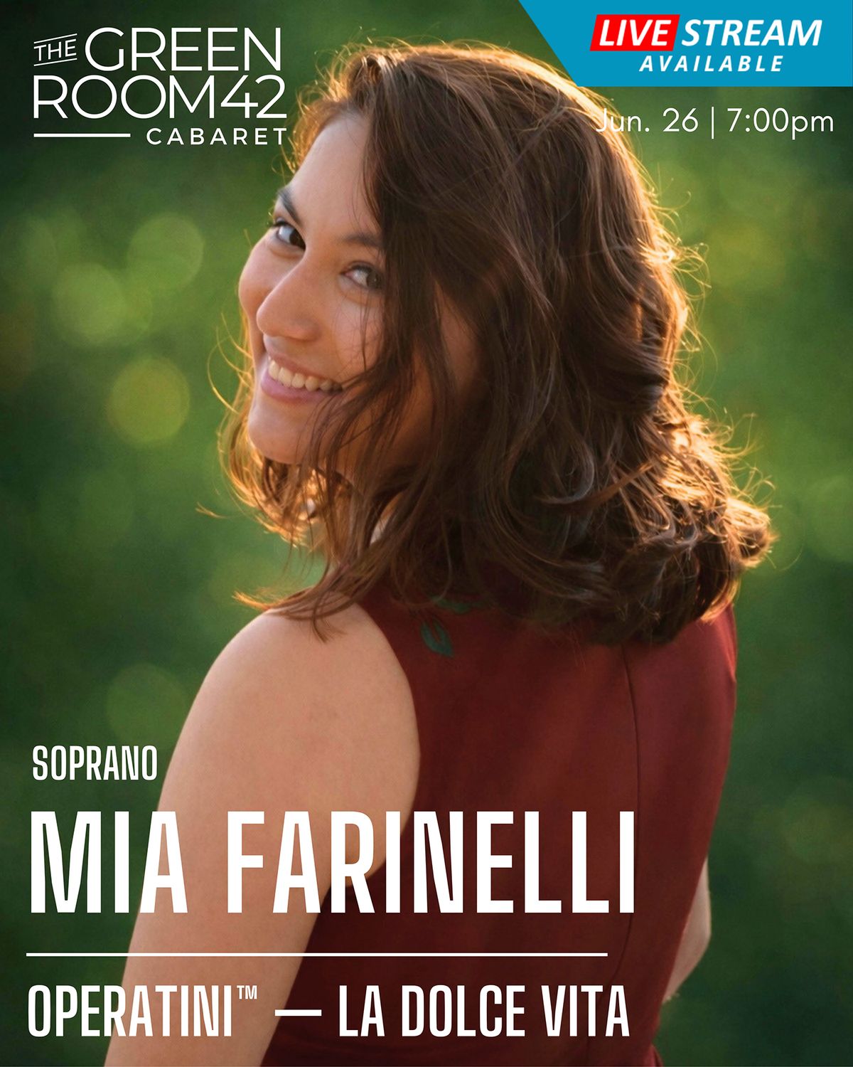 Meet Mia Farinelli Operatini proudly welcomes soprano Mia Farinelli to La Dolce Vita: A Sweet Taste of Summer at The Green Room 42 in NYC. Bringing radiant energy, expressive storytelling, an Meet Mia Farinelli Operatini proudly welcomes soprano Mia Farinelli to La Dolce Vita: A Sweet Taste of Summer at The Green Room 42 in NYC. Bringing radiant energy, expressive storytelling, an