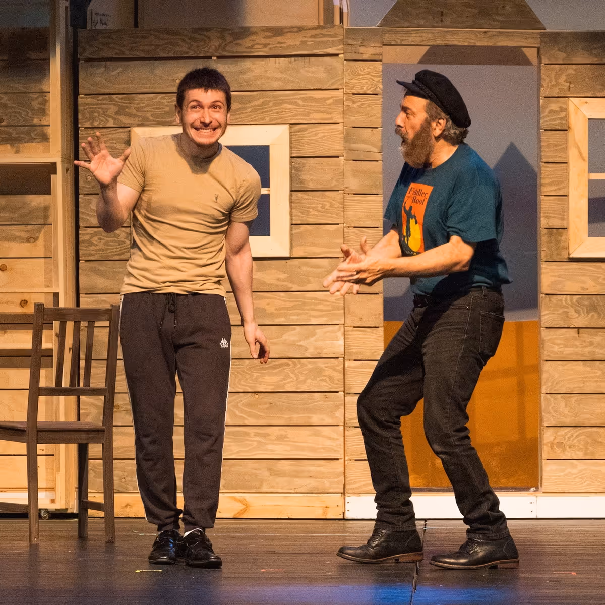 Josh Pickel as Motel and Lou Ursone as Tevye in FIDDLER ON THE ROOF at Curtain Call in Stamford. Josh Pickel as Motel and Lou Ursone as Tevye in FIDDLER ON THE ROOF at Curtain Call in Stamford.