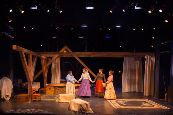 Beth, Meg, Jo, and Amy March on Meg's wedding day (l-r: Kimie Muroya, Amy Rene Byrne, Mackenzie Moyer, and Arrianna Daniels). Photo by Kyle Huggins.  21