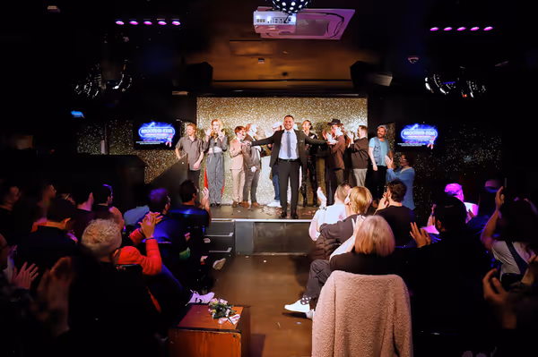 Florian Klein, the creator of SHOOTING STAR - A Revealing New Musical with the London cast and crew on opening night, Thursday, November 14, 2024  SHOOTING STAR - A Revealing New Musical  4