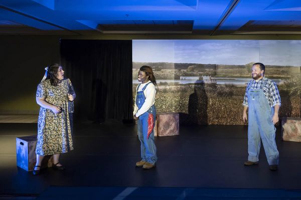 Carol DeVelice, Mark Nuismer, DeAnthony Mays, and JaVonte Gowdy in The Diviners at Shelton State Community College. 4