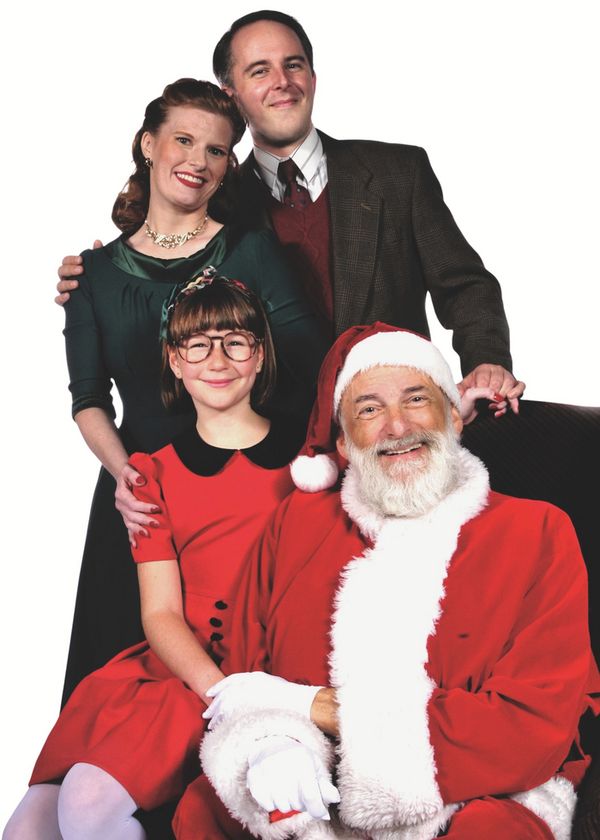 Miracle on 34th Street, the Play at Lakewood Theatre Company Nov. 7 - Dec. 14, 2025. Web: www.lakewood-center.org Pictured (left to right): Georgia Krugel, Ariel Puls, and Conor Eifler. 6