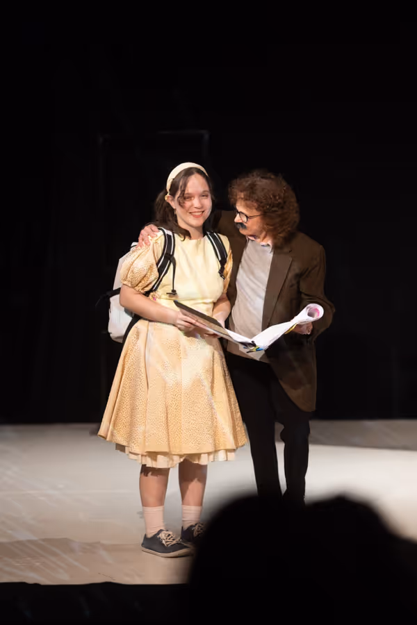 Sivan Raz (Sheila) and Getchie Argetsinger (Einstein) (left to right)  in The Words Will Come.   Photo by Edison Koo.   6