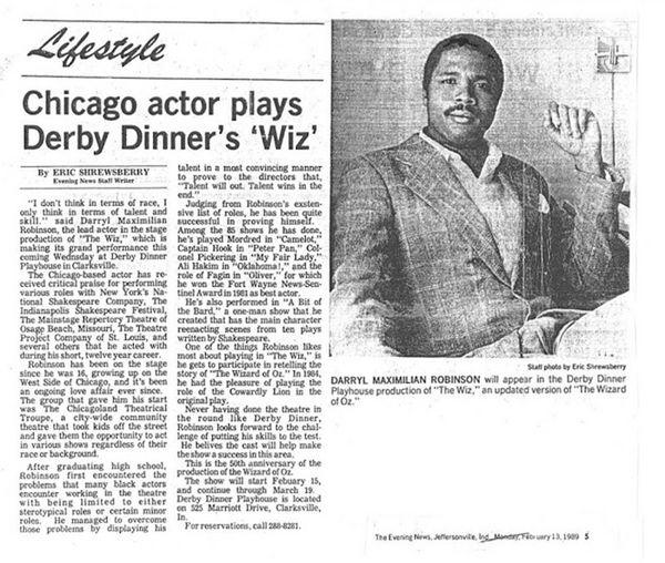 Award-winning Role: Darryl Maximilian Robinson won a 1997 Joseph Jefferson Citation Award for Outstanding Actor In A Play for playing Sam Semela in Fugard: Master Harold And The Boys. 88