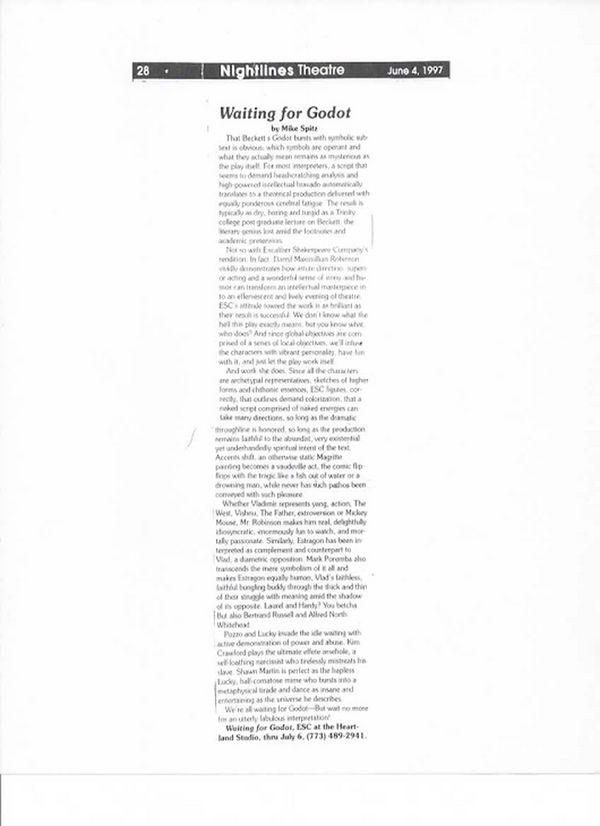 Award-winning Role: Darryl Maximilian Robinson won a 1997 Joseph Jefferson Citation Award for Outstanding Actor In A Play for playing Sam Semela in Fugard: Master Harold And The Boys. 292