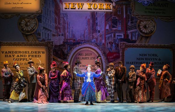 John David Scott and the cast of Hello, Dolly! at Village Theatre. Photo by Angela Sterling (2023). 3