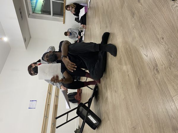 Sydney Gauvin (Morana) and Devuaghnté Lawrence (Aldrich) rehearsing a scene from The Good Guys. 8