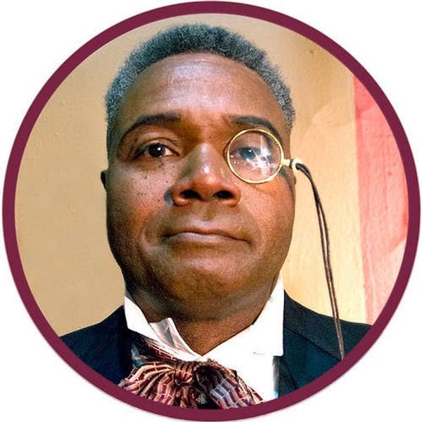 Introducing A Dickens Of A Tale!: Darryl Maximilian Robinson as The Chairman Mr. William Cartwright ( center ) joined by the Principal Cast Members of the 2018 Saint Sebastian Players of Chicago Revival of Rupert Holmes' 'The Mystery of Edwin Drood'. Photo by Eryn Walanka. 15