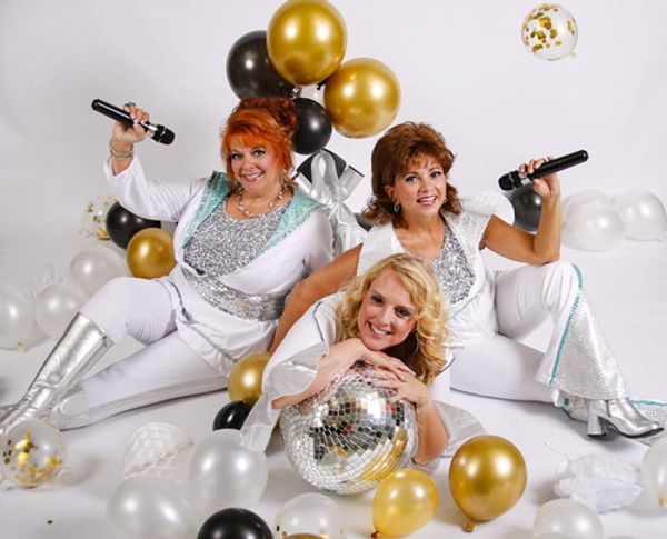 Meet Donna and the Dynamos in Venice Theatre's production of Mamma Mia! Andrea Keddel (left) as Tanya, Lisa Figueroa (center) as Donna, and Ruth Shaulis (right) as Rosie 1