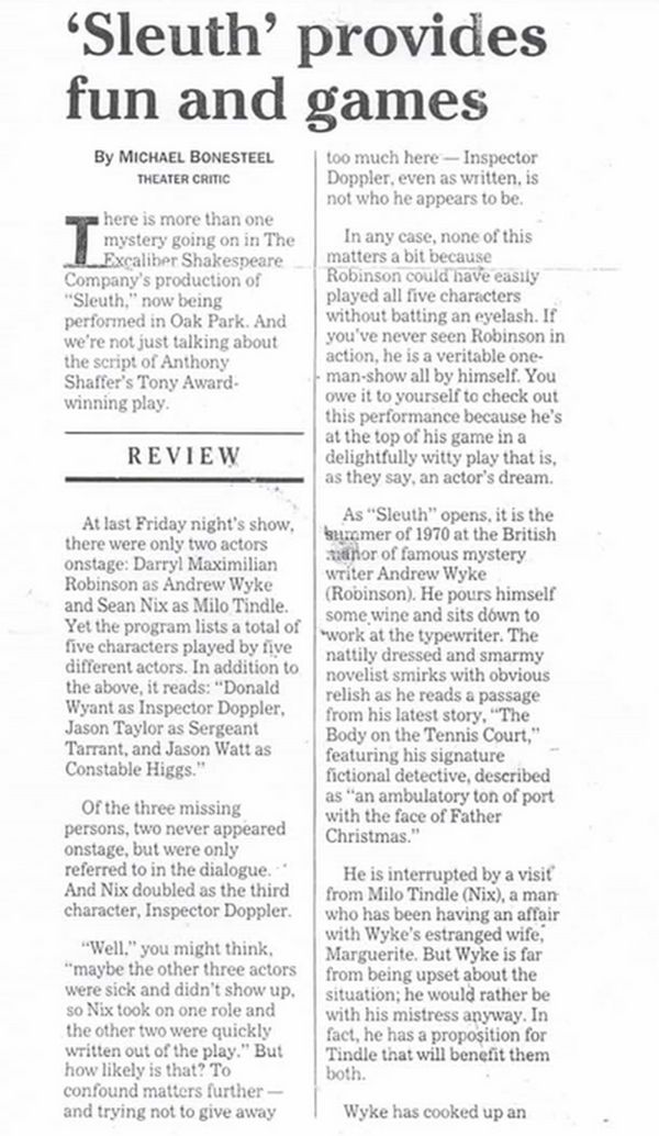 Award-winning Role: Darryl Maximilian Robinson won a 1997 Joseph Jefferson Citation Award for Outstanding Actor In A Play for playing Sam Semela in Fugard: Master Harold And The Boys. 85