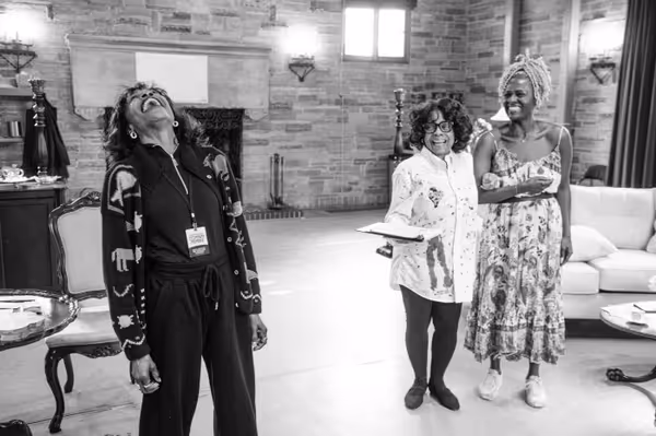 L-R: Charlayne Woodard, Denise Burse and Deborah Joy Winans in rehearsal for Angry, Raucous, and Shamelessly Gorgeous at Geffen Playhouse. Photo by Isaak Berliner. 13