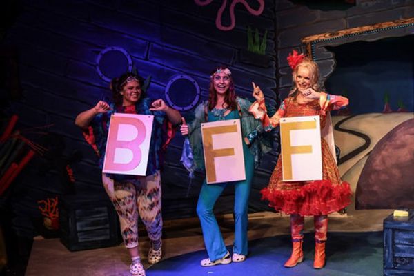 Squidward (Josh Merrill), Patrick (Bear Golden) and SpongeBob (Logan Swope) in Starlight Community Theater's THE SPONGEBOB MUSICAL. (photo credit: Renee Ashlock) 2