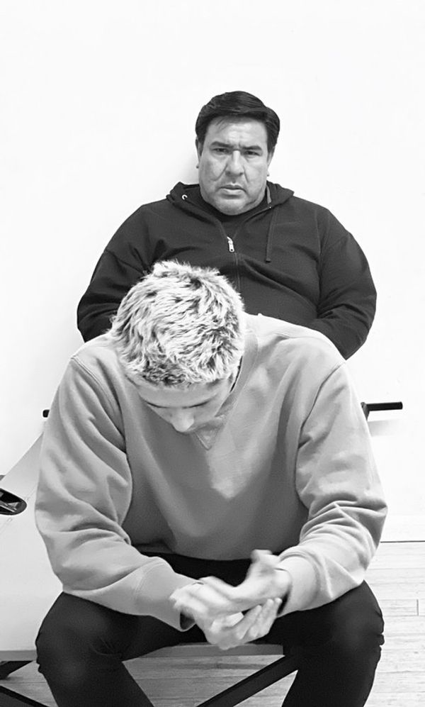 Ramon Suzara as Gus and Michael Martinez-Hamilton* as Ben in THE DUMB WAITER by Harold Pinter. Michael Martinez-Hamilton appears courtesy of Actors' Equity Association. 1