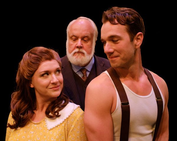 BRIGHT STAR cast pictured: Sara King as Alice Murphy, Tyler Bliss as Jimmy Ray Dobbs, and John Payonk as Mayor Dobbs. 1