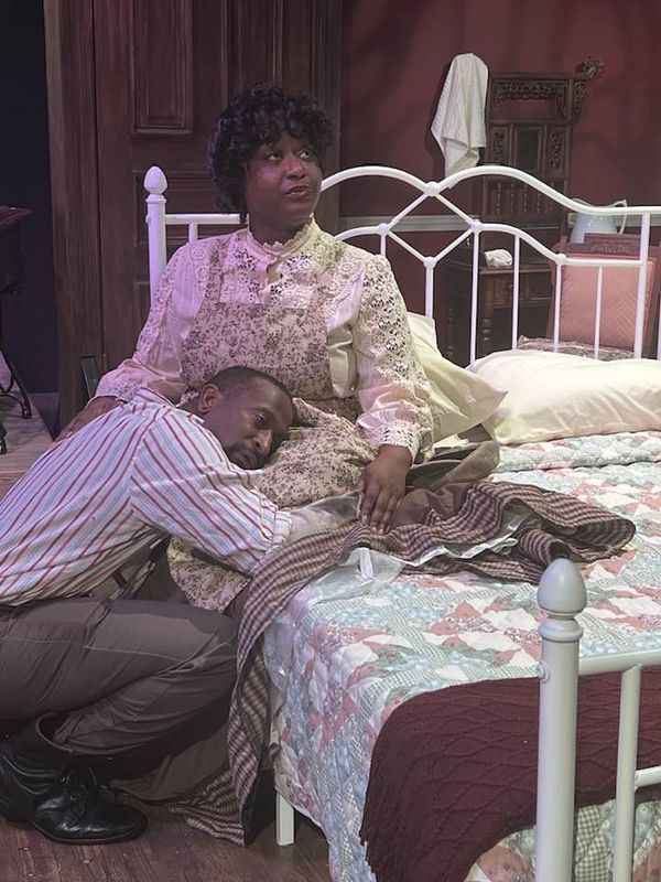 Esther (Nakeisha McGee) is stitching away on INTIMATE APPAREL for a client in the opener for Season 42 at Carpenter Square. 8