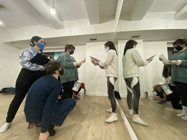 Director Bea Postma blocking a scene with Sydney Maloney (Mrs), Sydney Gauvin (Morana) and Mike Buchanan (Figment/Dakota) from The Good Guys. 10