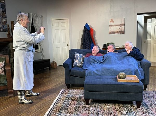 The bros burst into song in BEER FOR BREAKFAST, a comedy by Sean Grennan directed by Elin Bhaird. It opens this Friday, October 17 and plays through November 2. Join the fun at 1009 W. Reno! 4