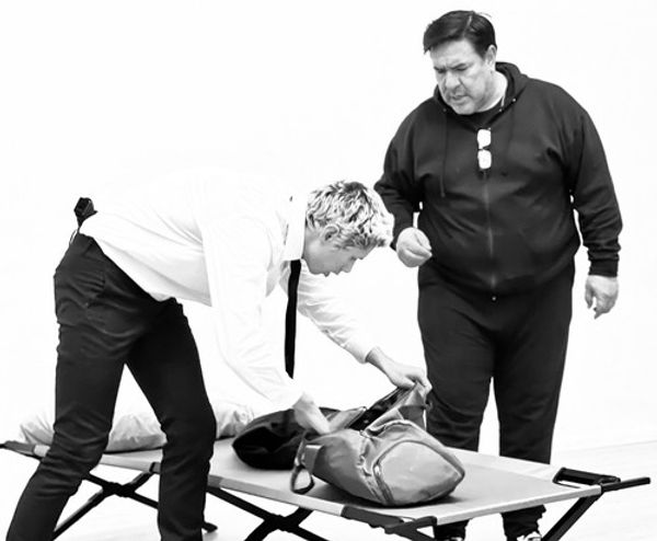 Ramon Suzara as Gus and Michael Martinez-Hamilton* as Ben in THE DUMB WAITER by Harold Pinter. Michael Martinez-Hamilton appears courtesy of Actors' Equity Association. 2