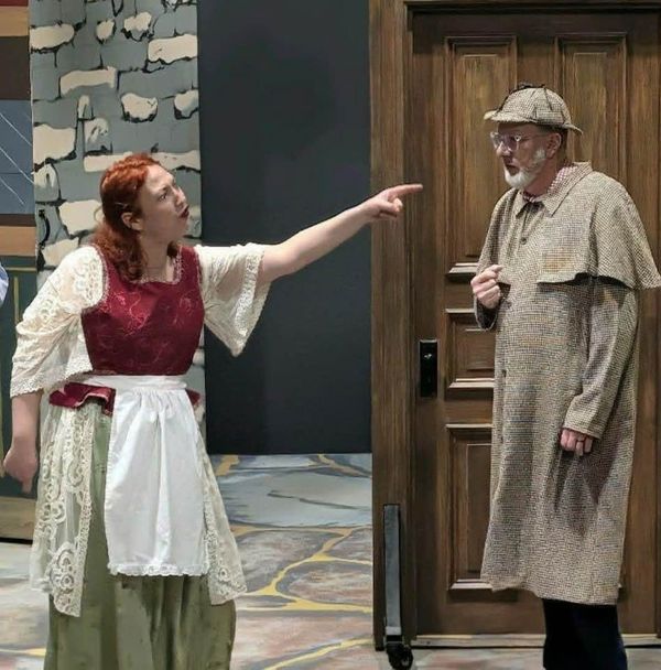 Here are Hilda and Sherlock (Loryn Mac and Tim Jolly) in rehearsals for KEN LUDWIG?S MORIARTY which will play Feb 27-Mar 15 at Carpenter Square! 1