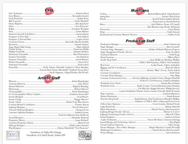 MTSU KISS ME, KATE! Cast list 2019? 1