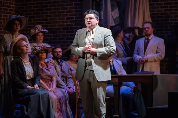 Leo Frank (TONY HEFFNER) and the company of    Parade.     Photo by Dale Dong 4