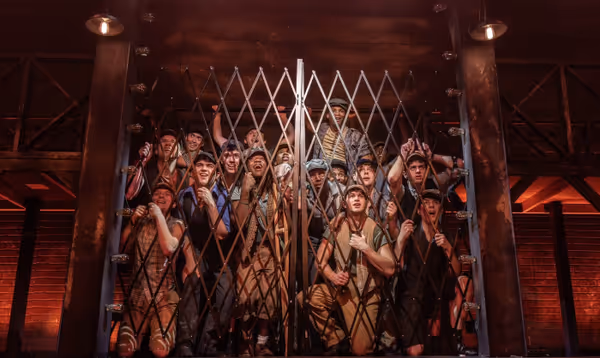KYLE WATKINS PHOTOGRAPHY    Cast members in The Vanguard Theater Company   s production of    Newsies.    2