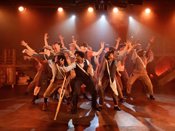 KYLE WATKINS PHOTOGRAPHY    Cast members in The Vanguard Theater Company   s production of    Newsies.    9