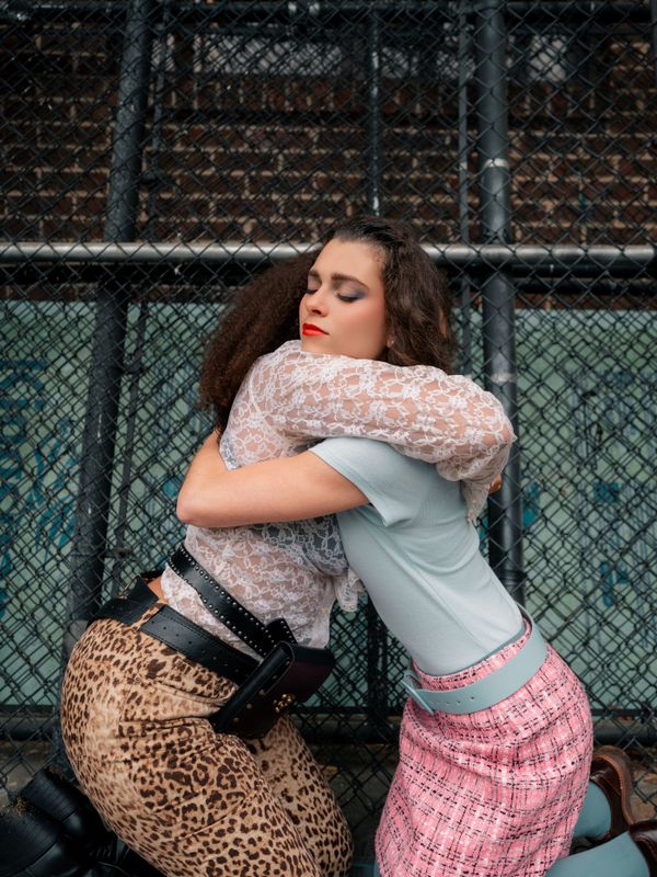 (L to R): Emmalynn Bruce (Antigone Tig) and Sierra Safran (Issa) for Antigone 1989: A Town Hall Musical. Photo by Geovanny Soto. 2