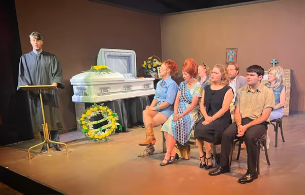    Jesus called. Peggy answered.     L to R: Andrew Cohoonan, Loryn Mac, Lilli Bassett, Shannon Bilyeu, Shelly Harmon, C.W. Bardsher, Ian Wehrenberg, and Lana Henson. 9
