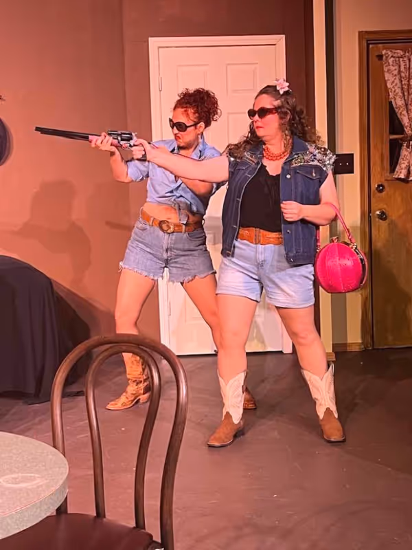 Thelma and Louise (aka Noleta and Lavonda) terrorize Bubba   s Bar in SORDID LIVES! 10
