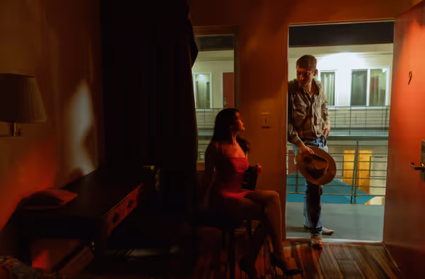 Belle Pace as MAY and Matt Sutton as EDDIE in Sam Shepard   s Fool For Love 1