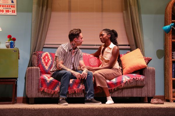 Michael Wartella and Emilie Kouatchou in BTG   s production of The Legend of Georgia McBride, 2026. Photo by Caelan Carlough. 7