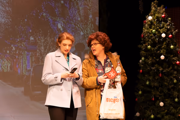 Kait Auburn as Felice and Emma Brock as Barb in A Very Kalamazoo Christmas. Photo by Klose2u Photography LLC. 2
